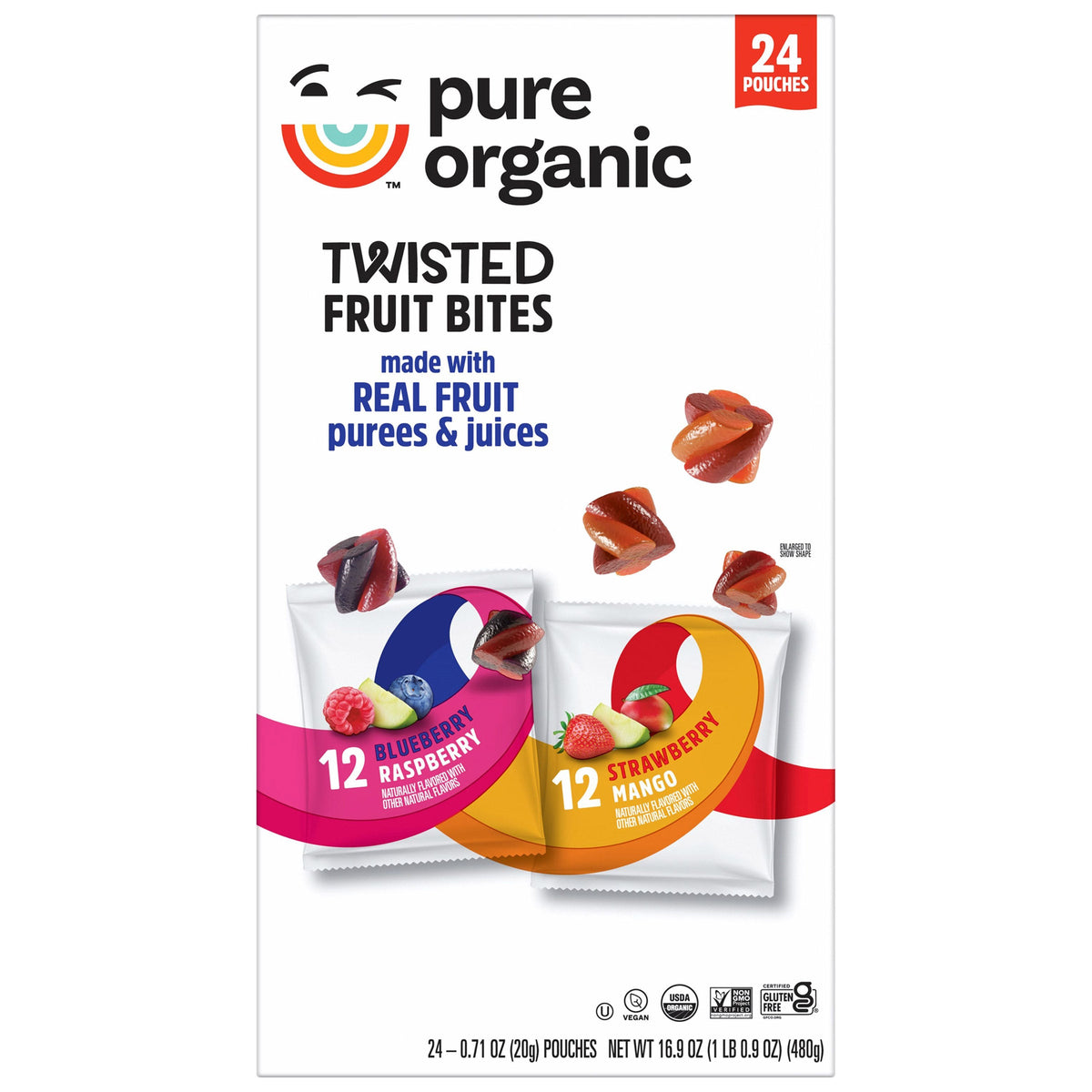 Masticables Twisted Fruit Bites Pure Organic 24 x 20 g