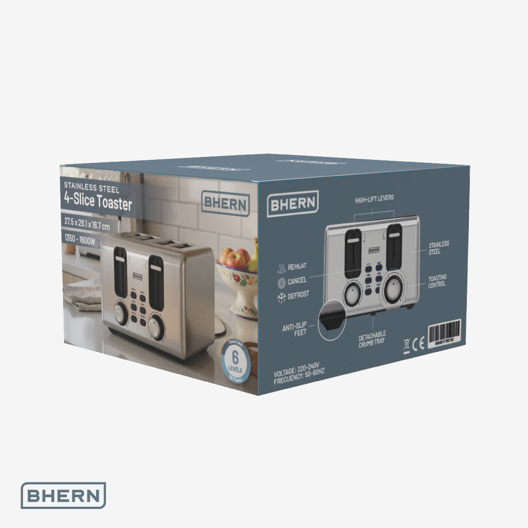 Tostador Eléctrico Acero Inoxidable 4 Bhern