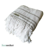 Toalla Playa Algodón con Flecos XL Rayas Blanca Sunseeker 1 un