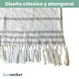 Toalla Playa Algodón con Flecos XL Rayas Blanca Sunseeker 1 un