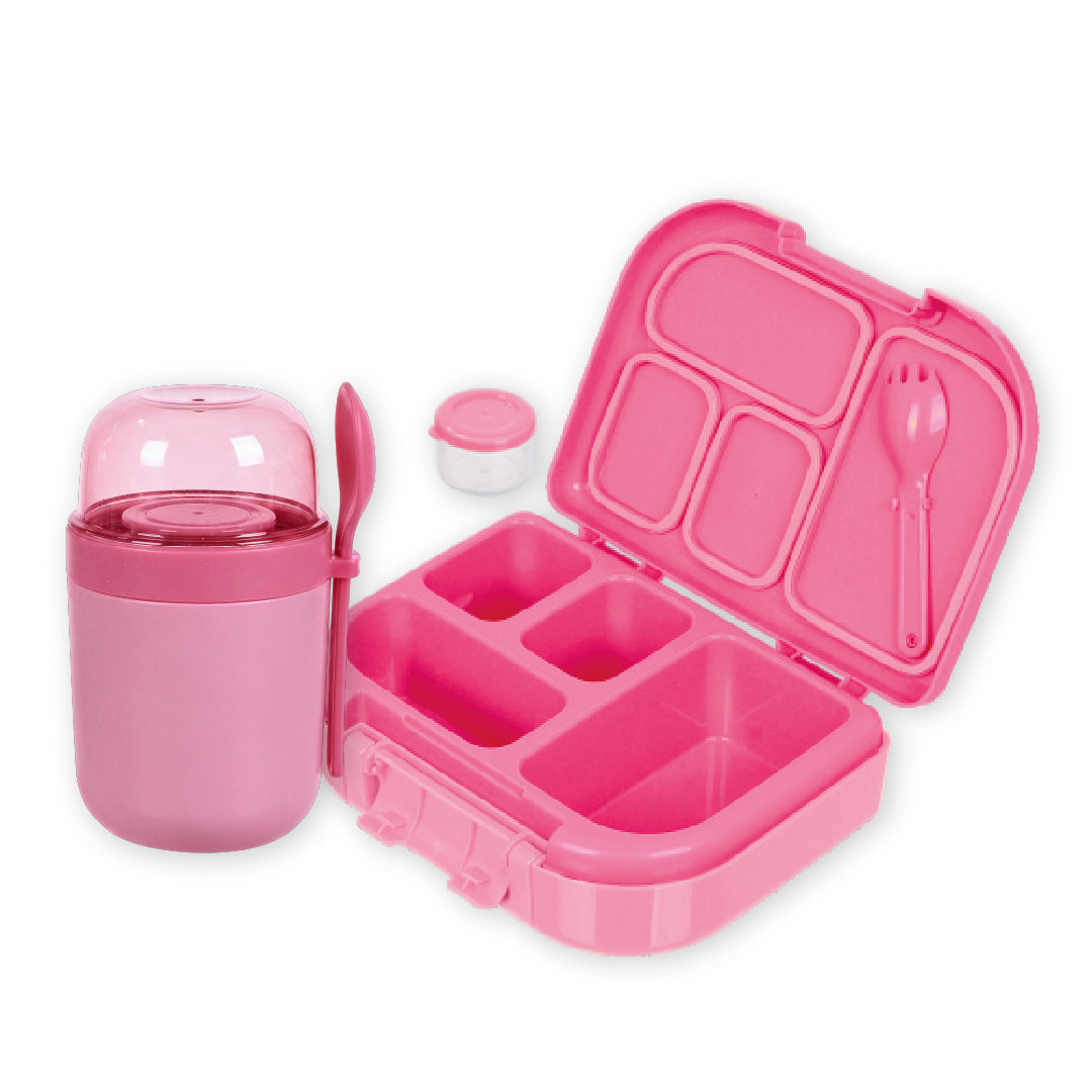 Lonchera Plástica 1100 ml con vaso yogurt 680 ml rosada Boppi 1 un