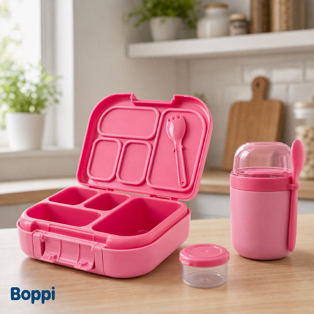 Lonchera Plástica 1100 ml con vaso yogurt 680 ml rosada Boppi 1 un
