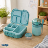 Lonchera Plástica 1100 ml con vaso yogurt 680 ml azul Boppi 1 un