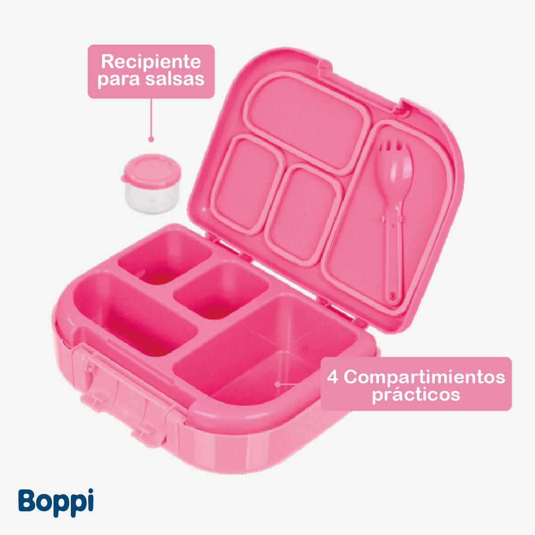 Lonchera Plástica 1100 ml con vaso yogurt 680 ml rosada Boppi 1 un