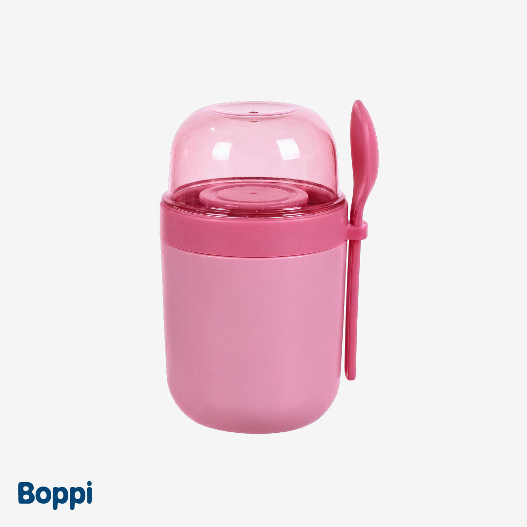 Lonchera Plástica 1100 ml con vaso yogurt 680 ml rosada Boppi 1 un