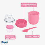 Lonchera Plástica 1100 ml con vaso yogurt 680 ml rosada Boppi 1 un
