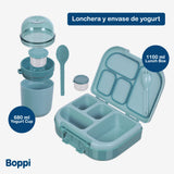Lonchera Plástica 1100 ml con vaso yogurt 680 ml azul Boppi 1 un