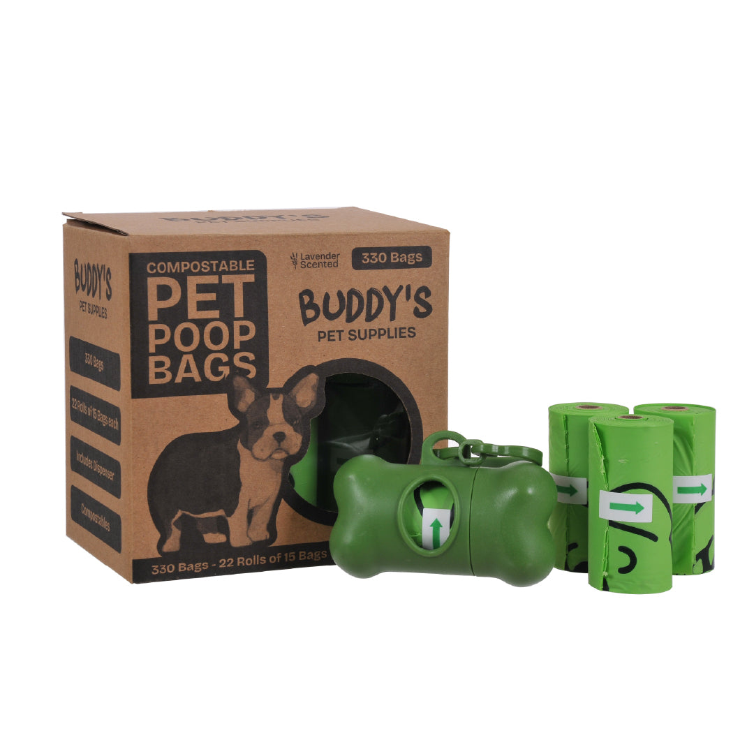 Bolsas Desechos Perro Compostables con Dispensador Buddy's Pet Supply 330 un