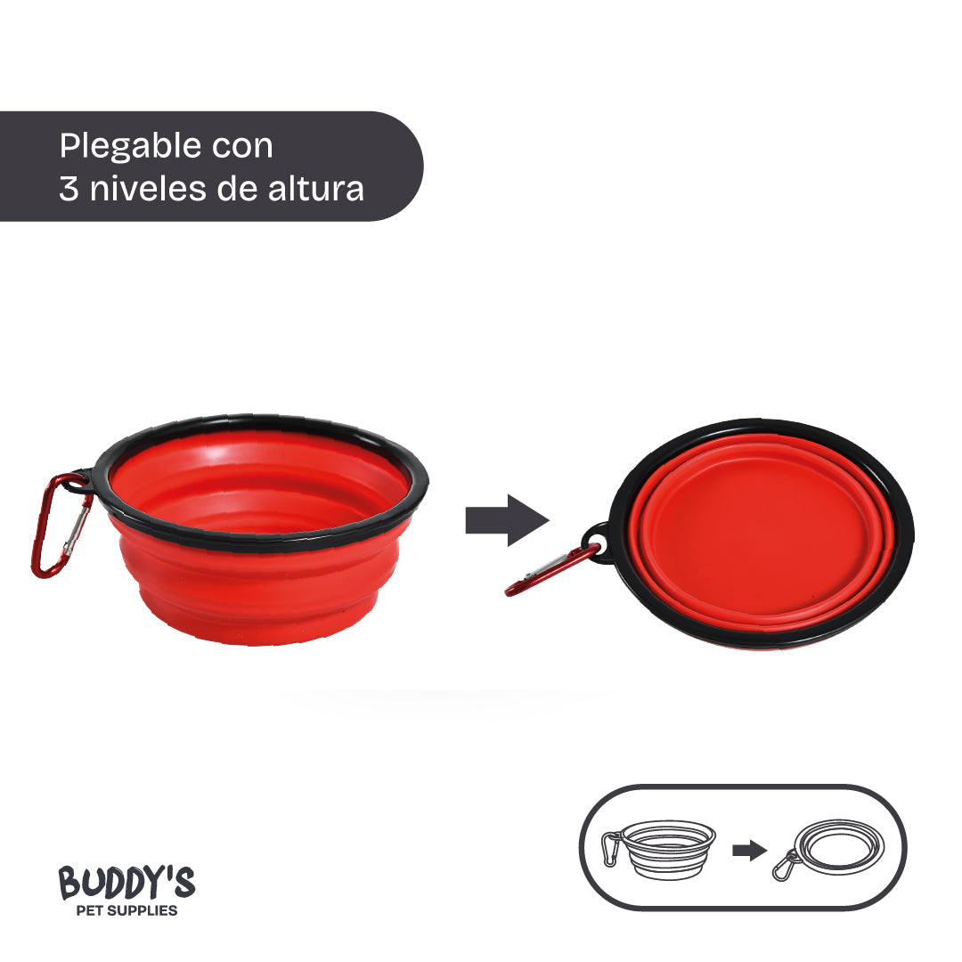 Plato Comida Plegable para Mascotas Buddy´s Pet Supplies 1 un