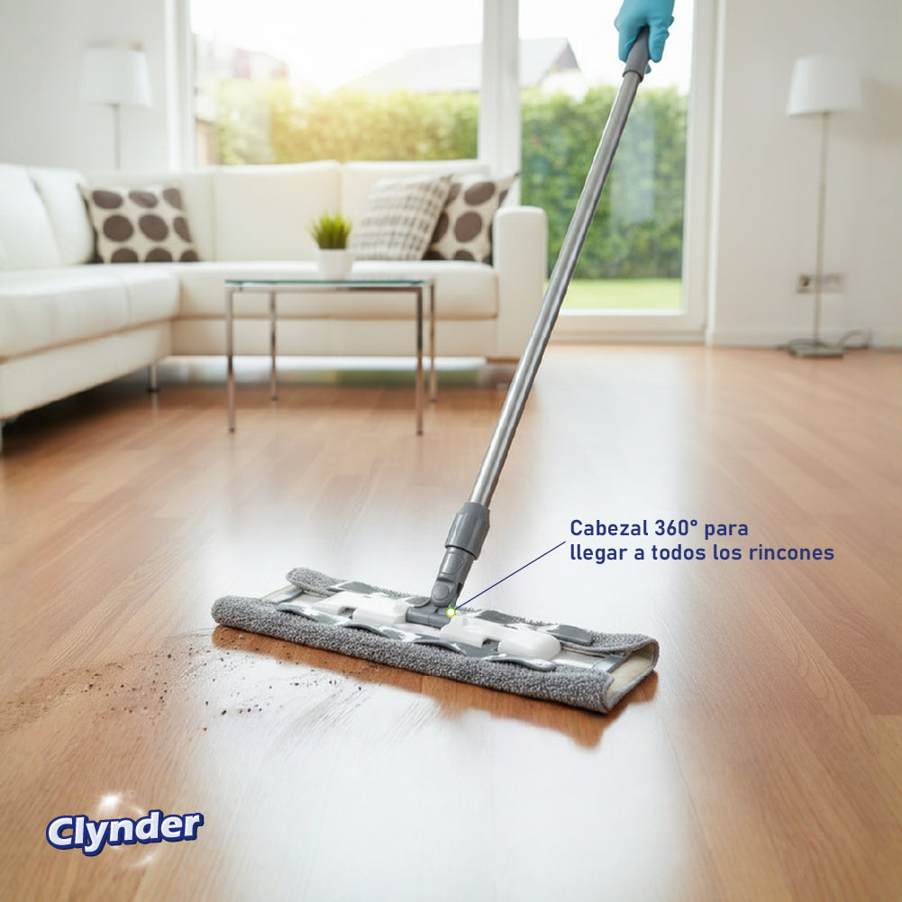 Mopa Plana Microfibra Acero Inox Doble Acción Gray Clynder 1 un