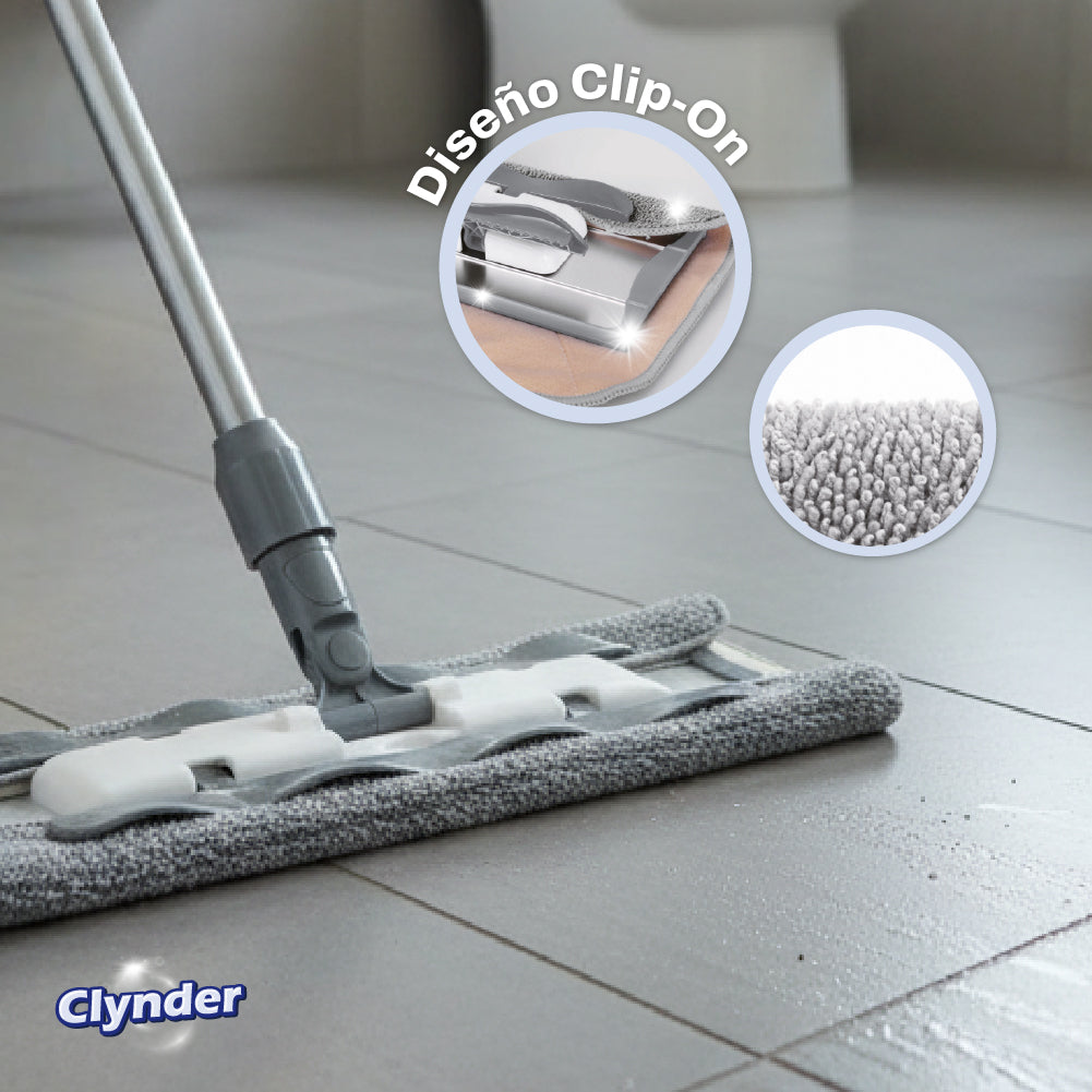 Mopa Plana Microfibra Acero Inox Doble Acción Gray Clynder 1 un