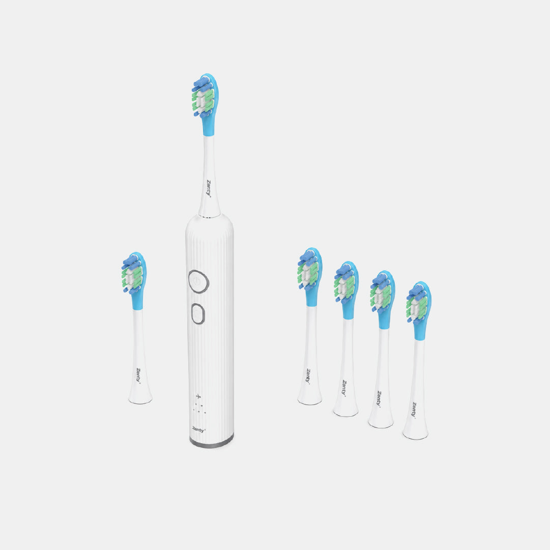 Kit Cepillo Eléctrico Zenty VibroSonic + 4 Cabezales de Repuesto