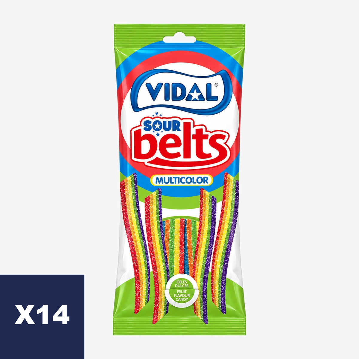 Gomitas Cintas Ácidas Multicolor Cítrico Vidal 14 x 90g