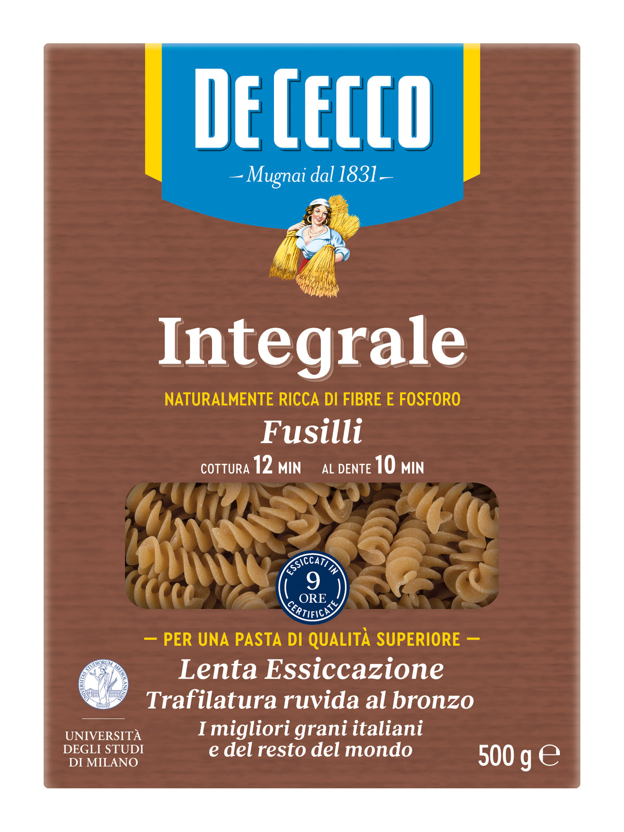 Pasta Fusilli integral De Cecco 500 g