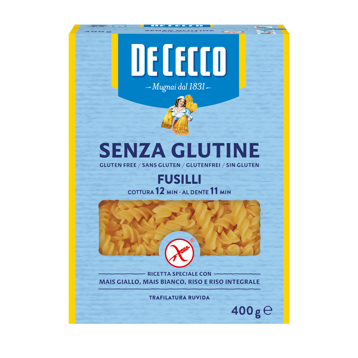 Pasta Fusilli Sin Harina de Trigo De Cecco 400 g