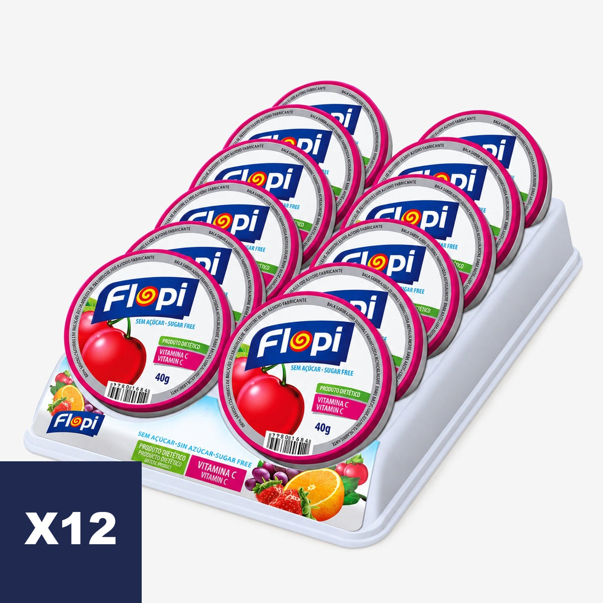 Caramelo sin Azúcar Cereza Flopi 12 x 40 g