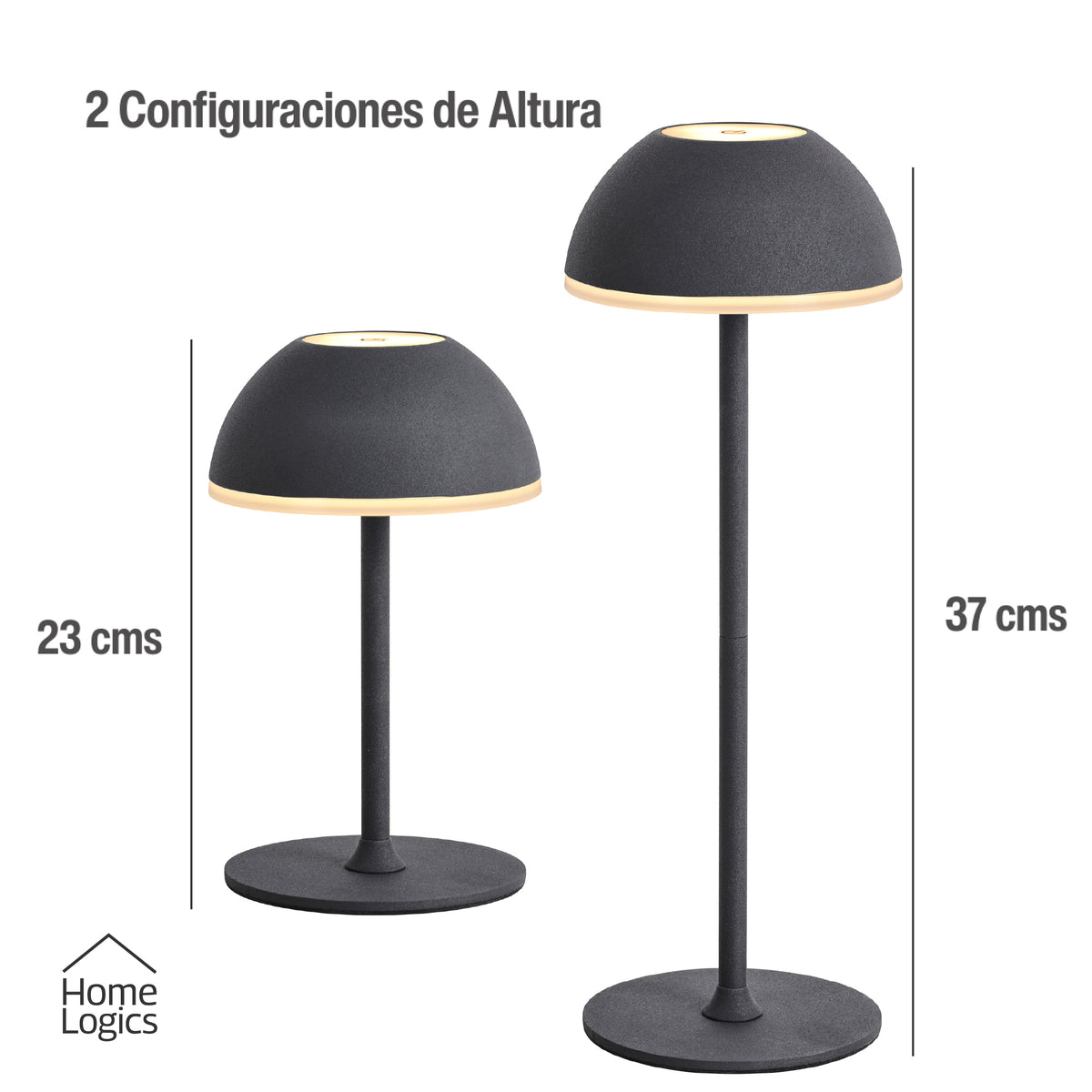 Lampara de Mesa LED Táctil Inalambrica Recargable Redonda Black Home Logics 1 un