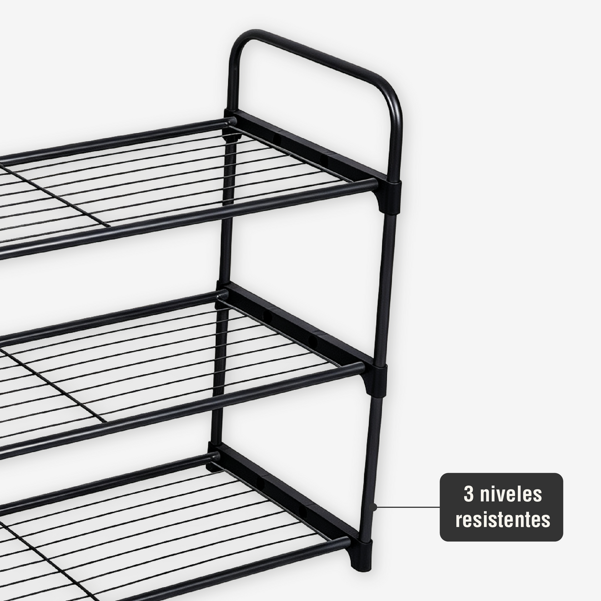 Rack Organizador Zapatos 3 Niveles MallaNegro Home Logics 1 un 1 un