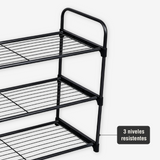 Rack Organizador Zapatos 3 Niveles MallaNegro Home Logics 1 un 1 un