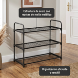 Rack Organizador Zapatos 3 Niveles MallaNegro Home Logics 1 un 1 un