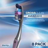 Pack 8 un. Cepillo de Dientes Zenty CrossClean Soft 1 un