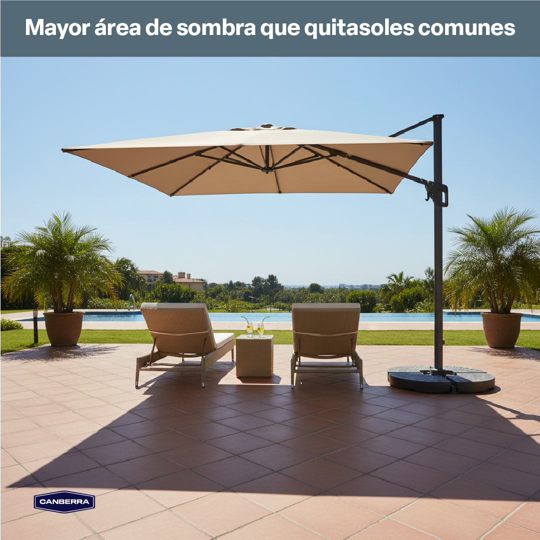 Quitasol de Terraza Cuadrado Aluminio Santorini 3m 360° Canberra 1 un