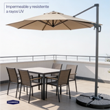 Set Quitasol de Terraza Aluminio Toscana 3M 360° Canberra 1 un con Base Plástica