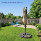 Set Quitasol de Terraza Cuadrado Aluminio Santorini 3M 360° Canberra 1 un con Base Plástica