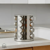 Especiero con 16 Frascos y Rack Organizador De Acero Inoxidable Home Logics 1 un