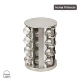 Especiero con 16 Frascos y Rack Organizador De Acero Inoxidable Home Logics 1 un