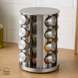 Especiero con 16 Frascos y Rack Organizador De Acero Inoxidable Home Logics 1 un
