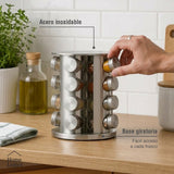 Especiero con 16 Frascos y Rack Organizador De Acero Inoxidable Home Logics 1 un