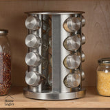 Especiero con 16 Frascos y Rack Organizador De Acero Inoxidable Home Logics 1 un