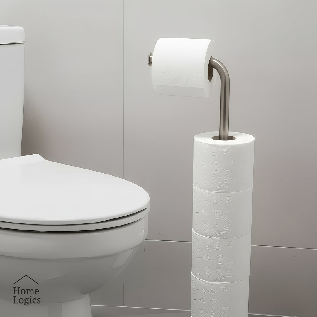 Porta Rollo De Papel Para Baño De Acero Inoxidable con Base Home Logics 1 un