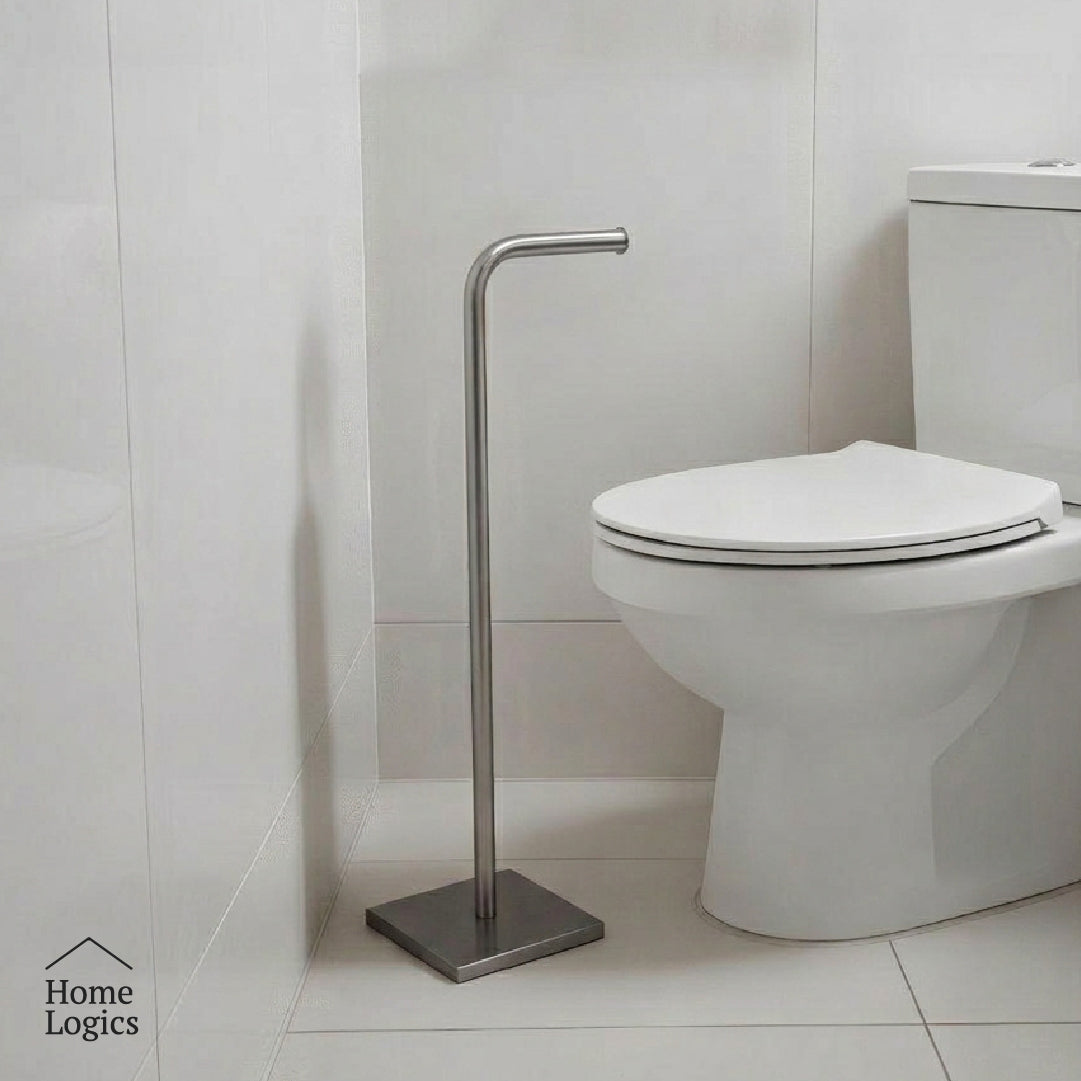 Porta Rollo De Papel Para Baño De Acero Inoxidable con Base Home Logics 1 un