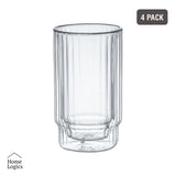 Set 4 Vasos Doble Vidrio con Líneas 300 ml Home Logics 1 un