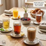 Set 4 Vasos Doble Vidrio con Líneas 300 ml Home Logics 1 un