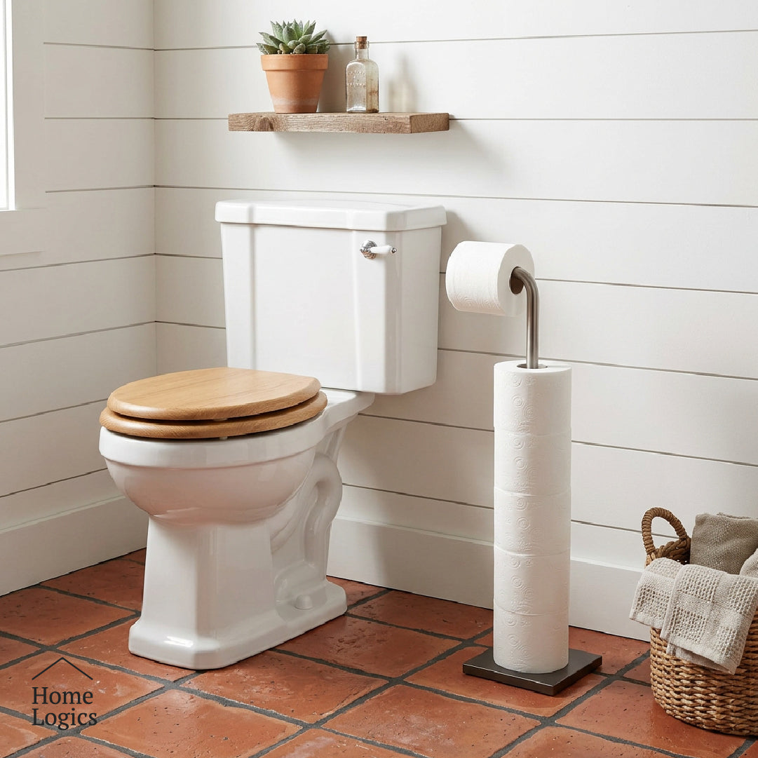 Porta Rollo De Papel Para Baño De Acero Inoxidable con Base Home Logics 1 un