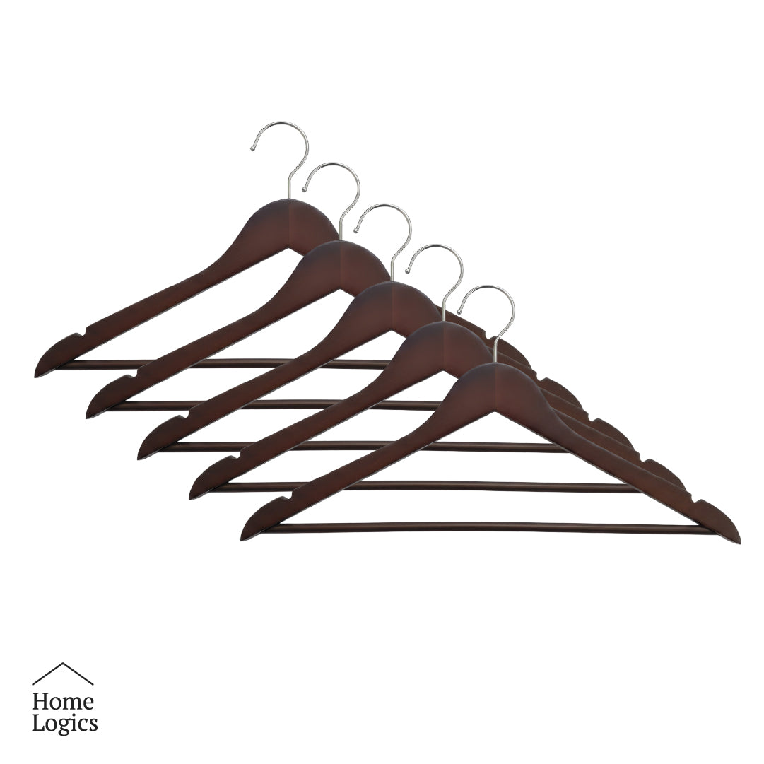 Set 5 Colgadores Premium de Madera Lotus Home Logics 1 un