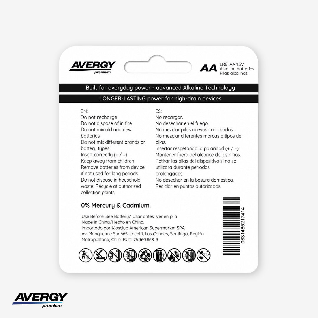 Pilas AA Alcalinas Premium Pack 12 Unidades Avergy 1 un