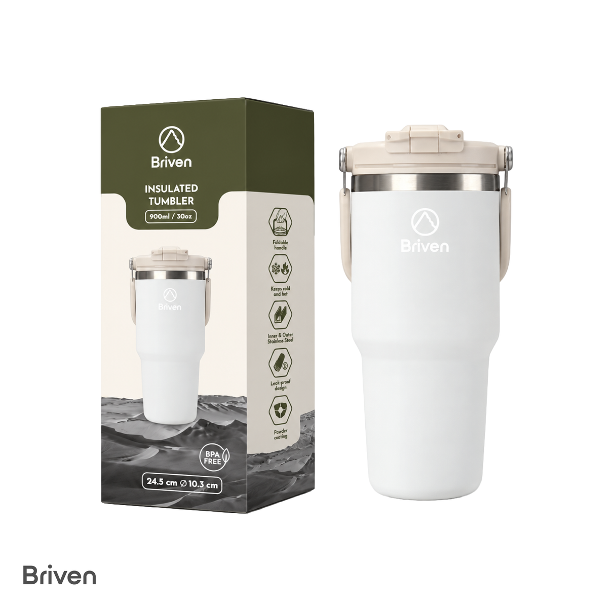 Botella Tumbler 900 ml Beige Briven 1 un