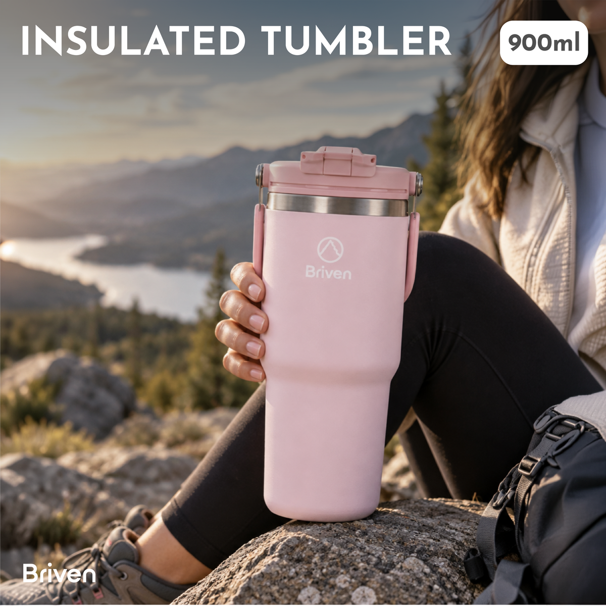 Botella Tumbler 900 ml Pink Briven 1 un
