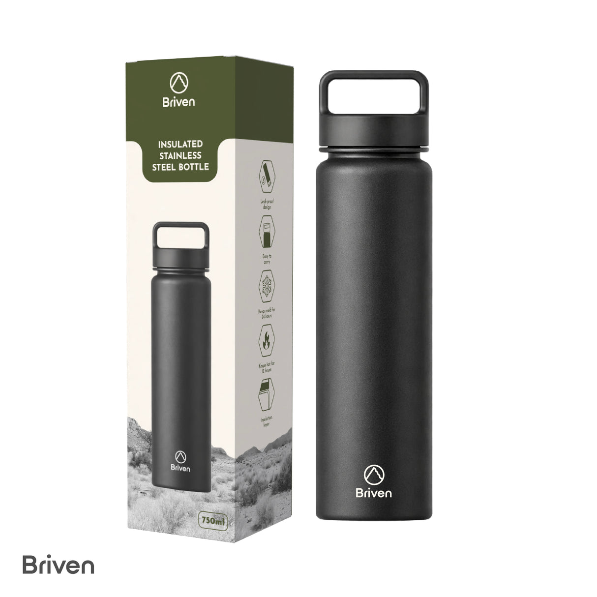 Botella Térmica 750 ml Negro Briven 1 un