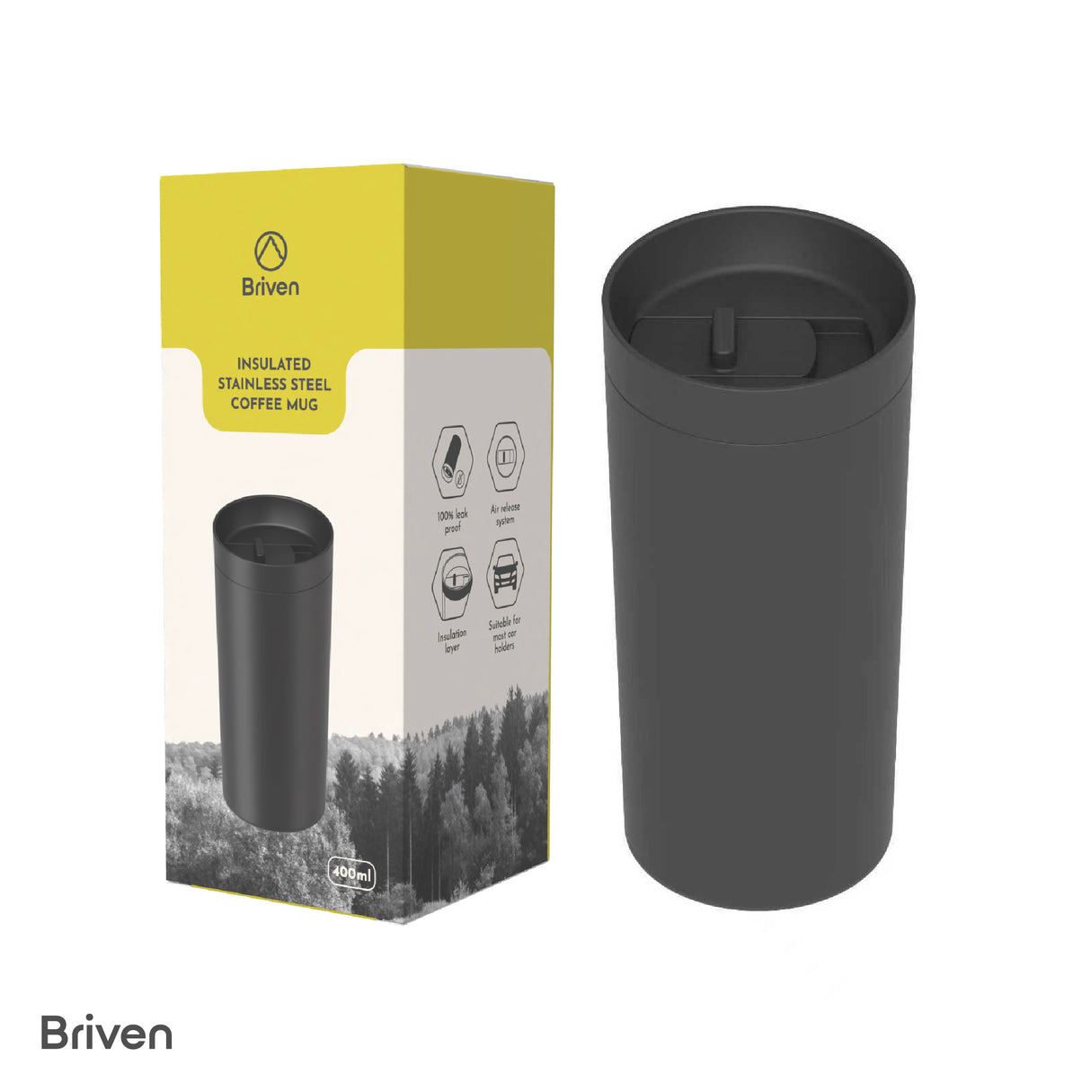 Mug Térmico 400 ml Negro Briven 1 un