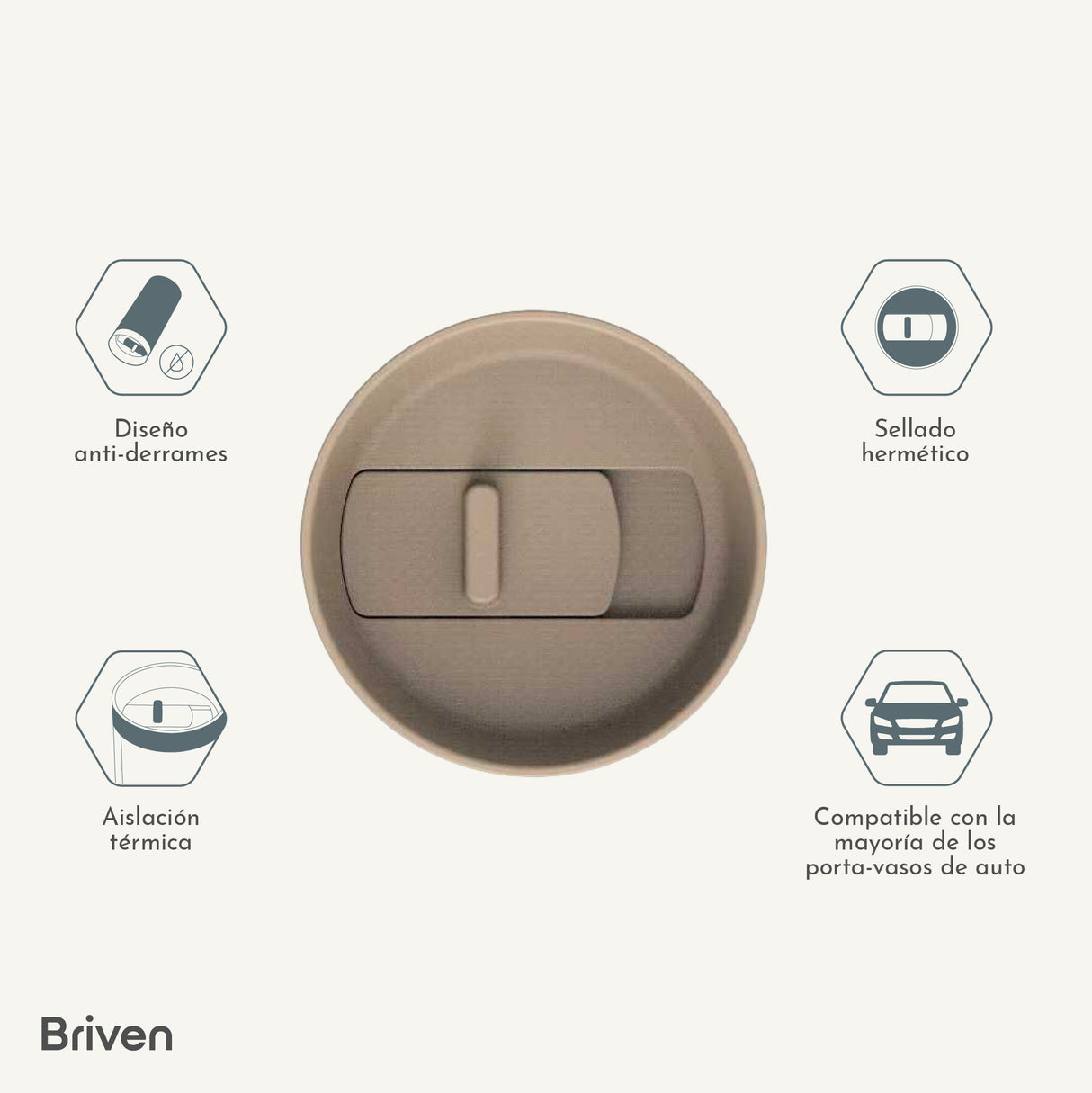 Mug Térmico 400 ml Beige Briven 1 un
