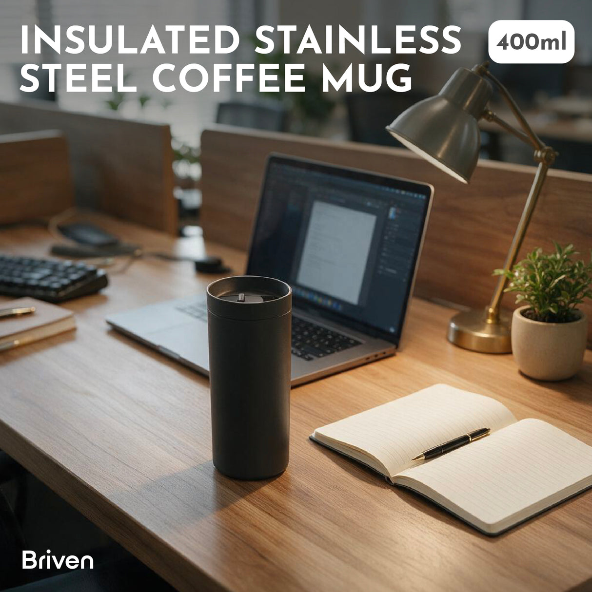 Mug Térmico 400 ml Negro Briven 1 un