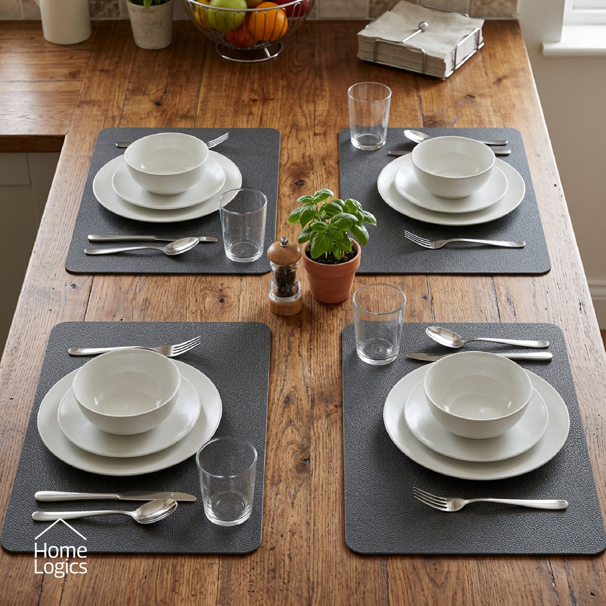 Set 4 Individuales Gris Carbón Home Logics 1 un