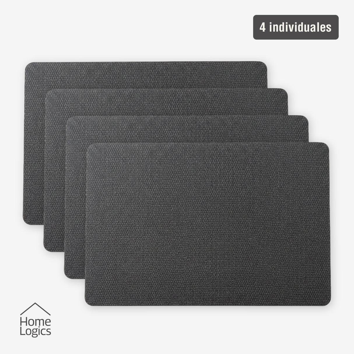 Set 4 Individuales Gris Carbón Home Logics 1 un