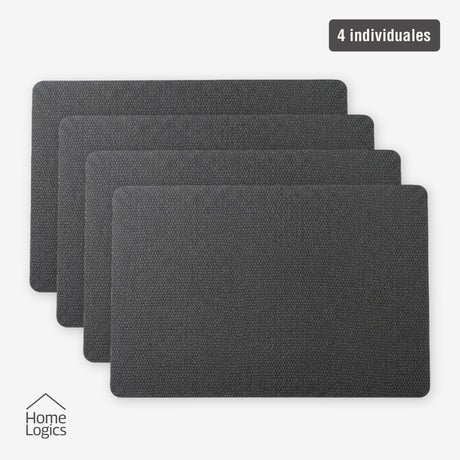 Set 4 Individuales Gris Carbón Home Logics 1 un