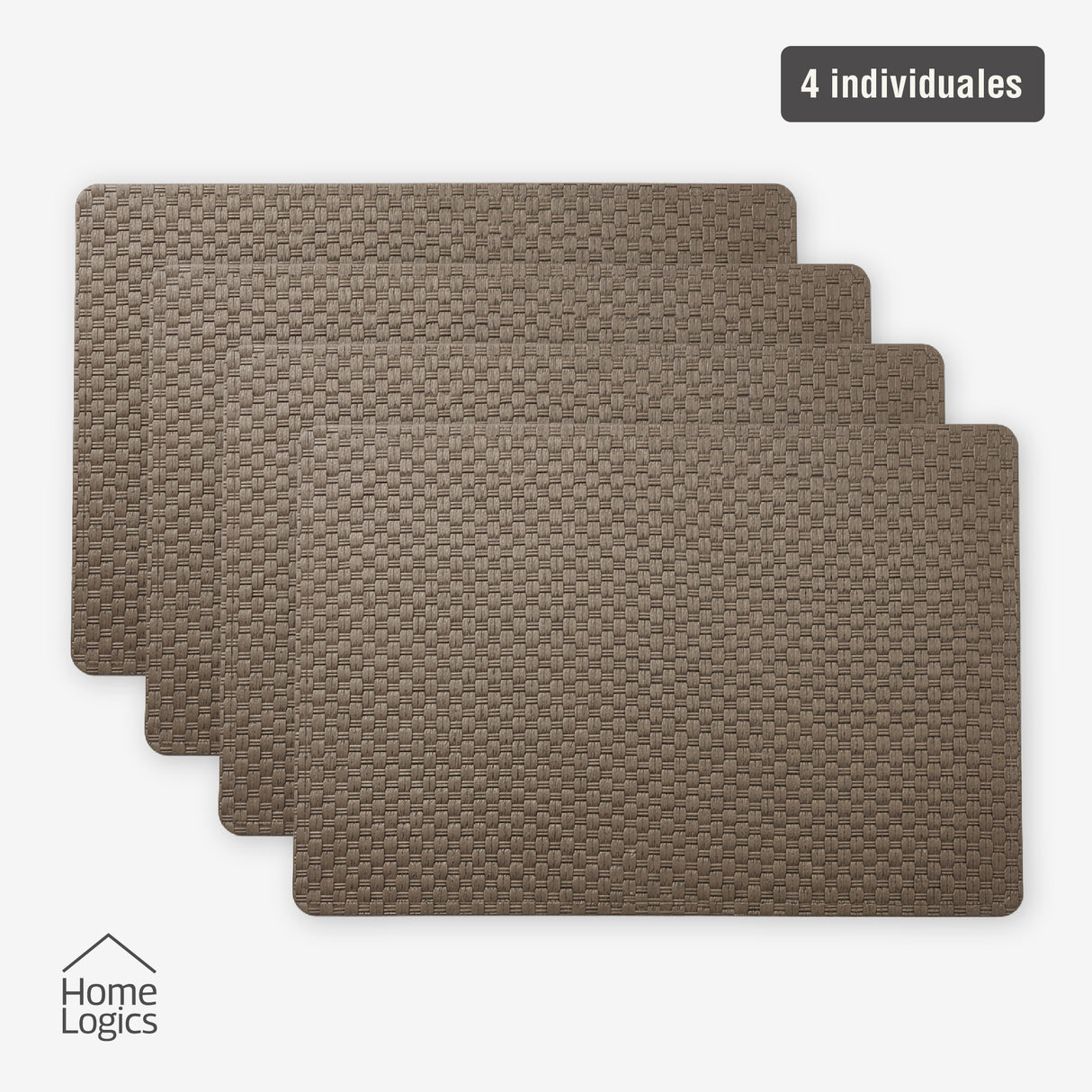 Set 4 Individuales Taupe Cálido Home Logics 1 un